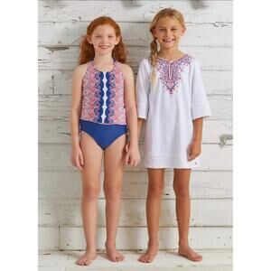 Cabana Life Girls Tankini Swimsuit and Terrycloth Coverup Sz 6x